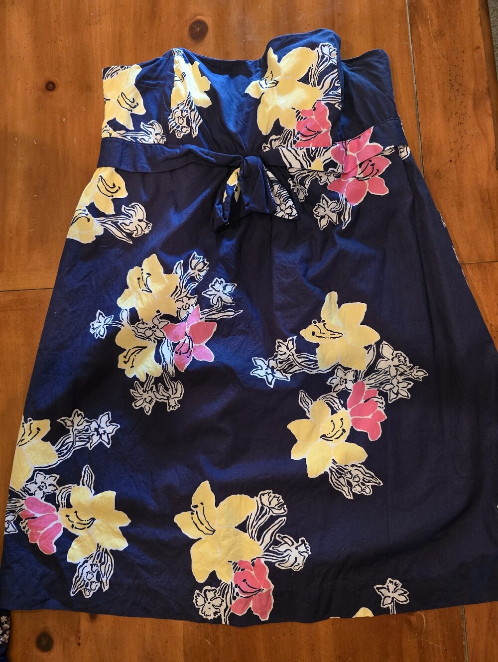 Lilly Pulitzer Navy Dress with Pink And Yellow Flowers Size 8 - Picture 1 of 4